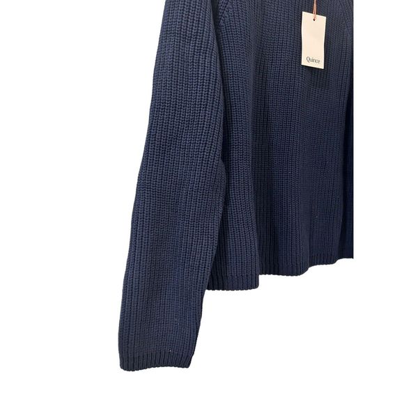 (Sold)Quince Knit Sweater  Cotton Chunky Knit Size Large Womens NWT Navy Blue - Picture 4 of 10